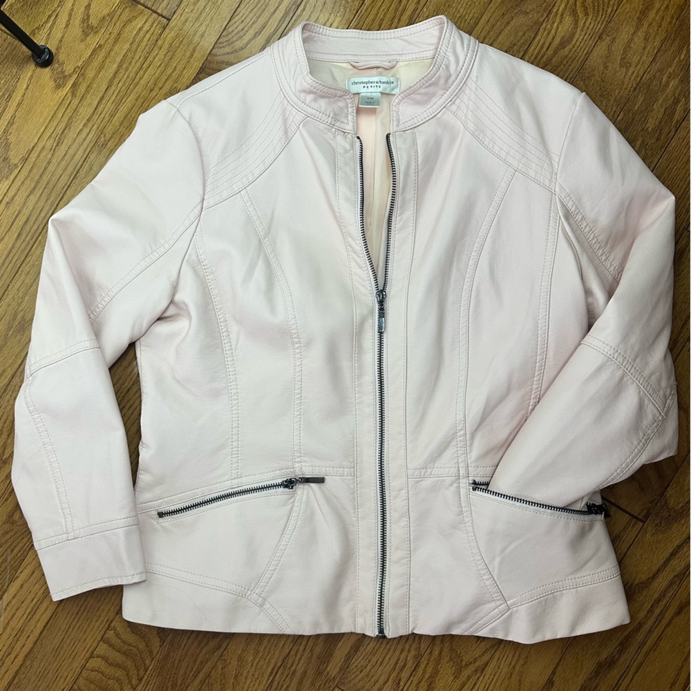 Christopher & Banks Women's Pink Faux Leather Jacket Size Medium